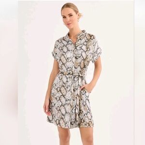 CAbi Snake Print Dress - Brown and White